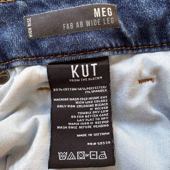 👖 Kut from the Kloth Dark MEG HIGH RISE FAB AB WIDE LEG Jeans 10 - Picture 4 of 9